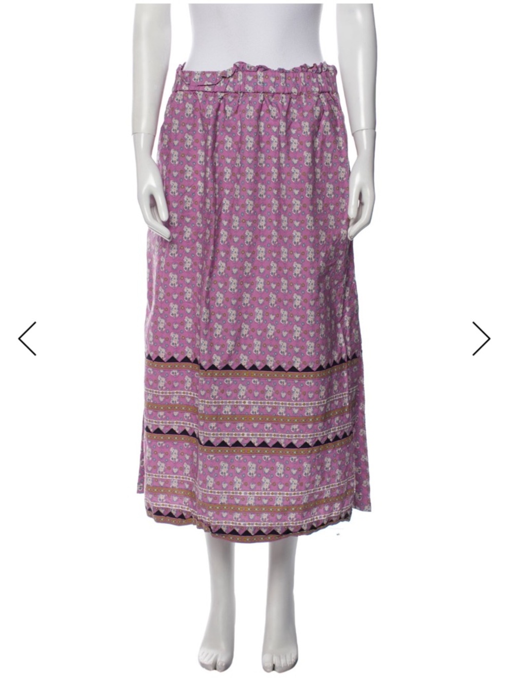 Sea New York Pink Floral Maxi Skirt with Patterned Hem
